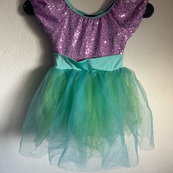 Revolution Purple and Green Kids Dance Costume - Picture 5 of 7